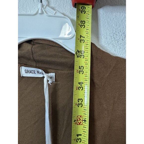 Grace Karin Brown Longline Open Front Cardigan Sweater Size XL - Picture 7 of 8